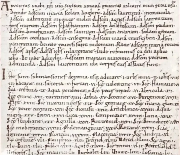 manoscritto itinerario sigerico